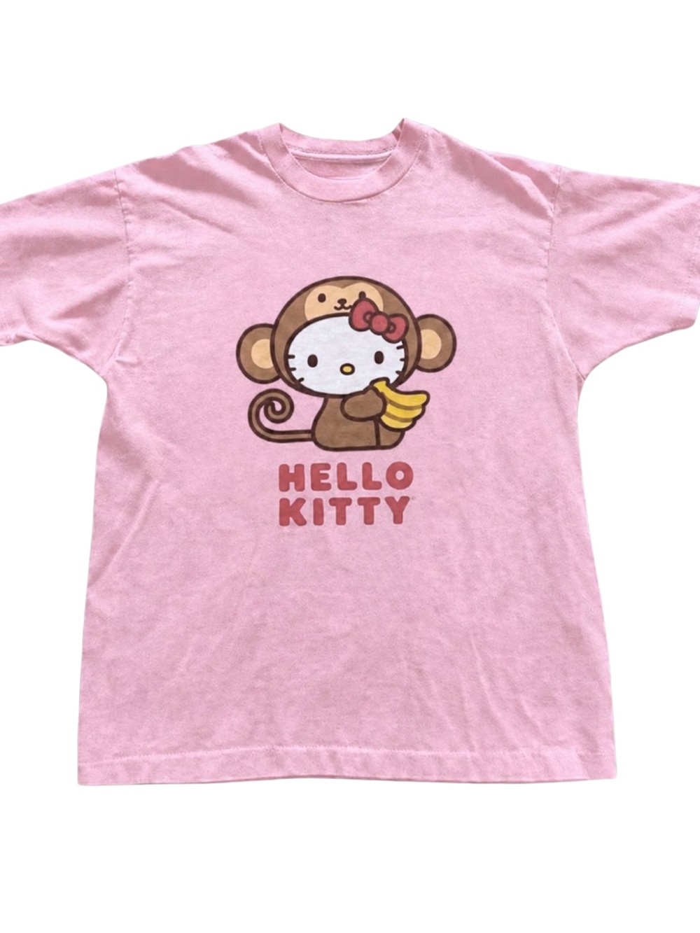 Gildan Pink Graphic Tee with Monkey Kitty Design